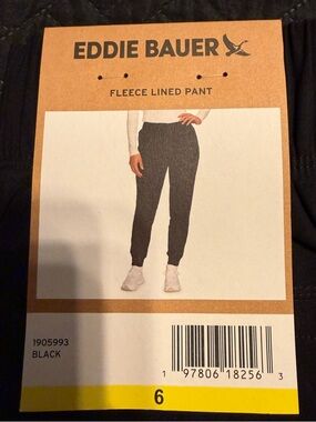 Eddie Bauer Black Fleece-Lined Track Pants